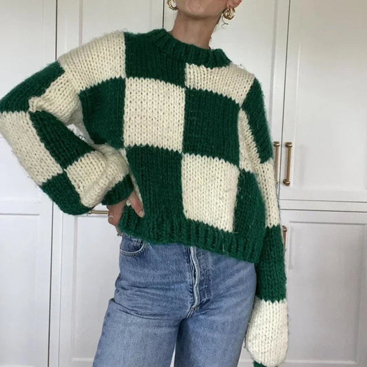 Gemütlicher karierter Kurzpullover