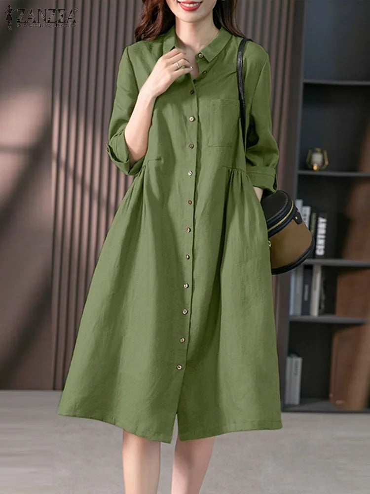 Valindr® | Lockeres Hemdblusenkleid mit Knopfleiste