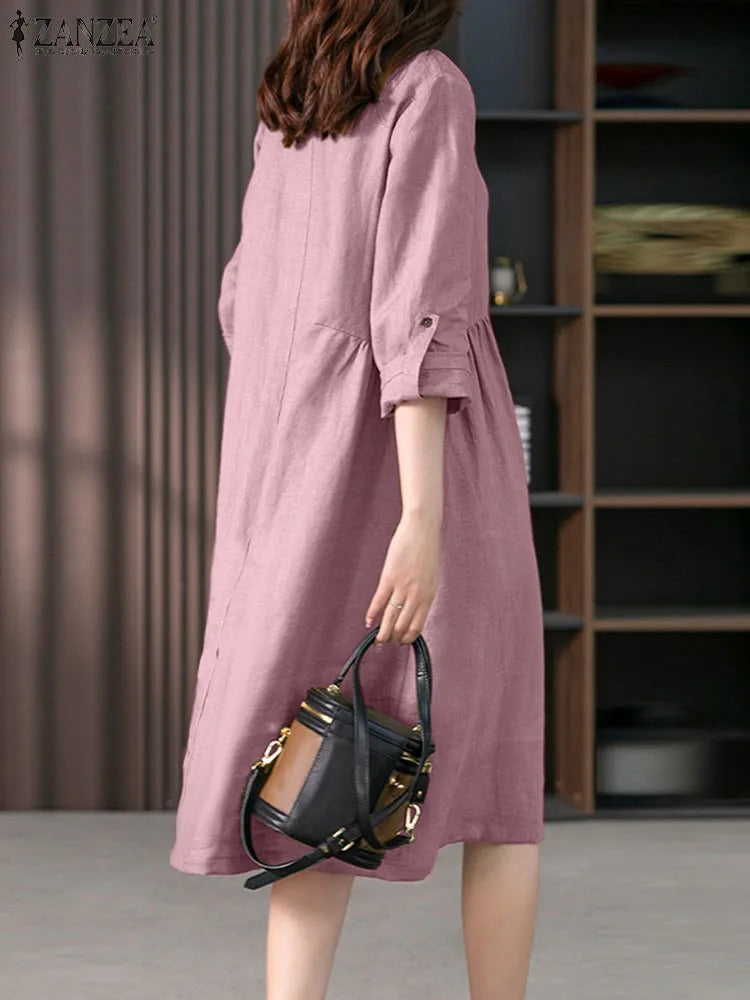Valindr® | Lockeres Hemdblusenkleid mit Knopfleiste
