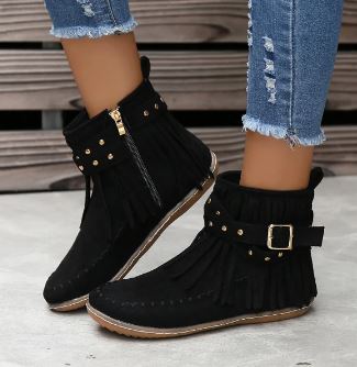 Elena ® I Klassische Damenstiefel von früheren Zeiten aus Leder, perfekt für den vintage Look