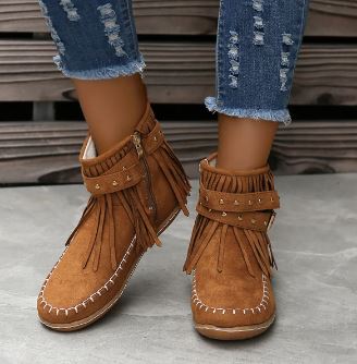 Elena ® I Klassische Damenstiefel von früheren Zeiten aus Leder, perfekt für den vintage Look