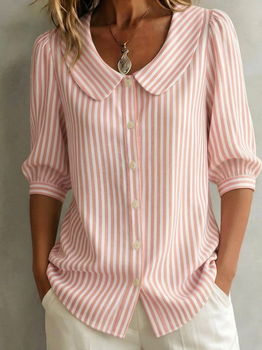 Vintage-Baumwollbluse mit Claudine-Kragen für Damen