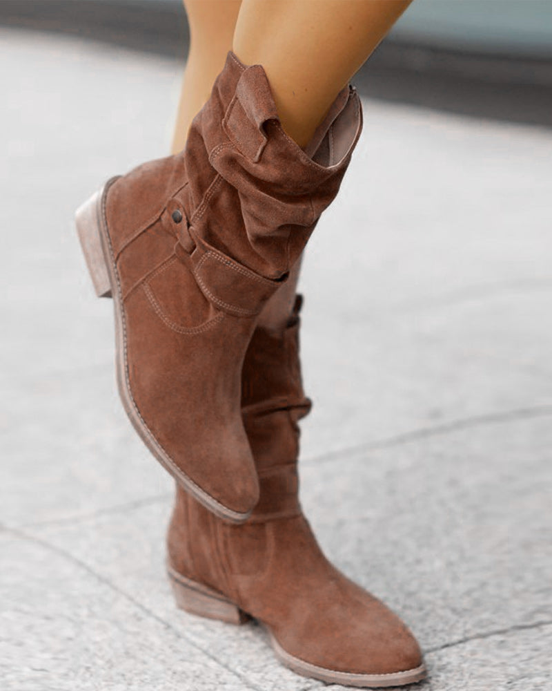 Damen Wildleder-Stiefeletten mit niedrigem Absatz & Reißverschluss