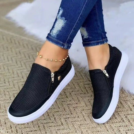 Comfortable Women's Sneakers with Zip Closure for Casual Outings