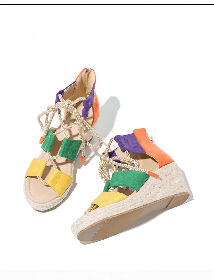 Leona® I Sommerliche Damen-Sandalen mit Hanfseil-Riemen und dickem Absatz