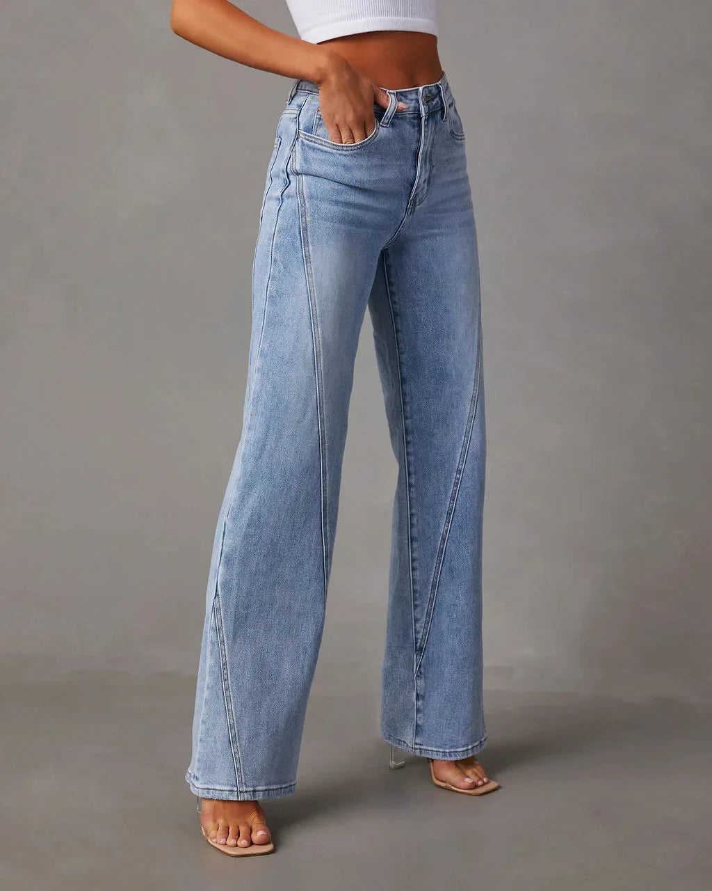 Michaela® I Lässige, aber figurbetonte Patchwork-Damenjeans mit weitem Bein