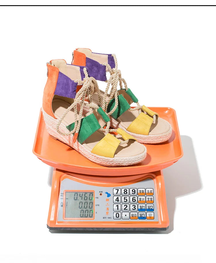 Leona® I Sommerliche Damen-Sandalen mit Hanfseil-Riemen und dickem Absatz