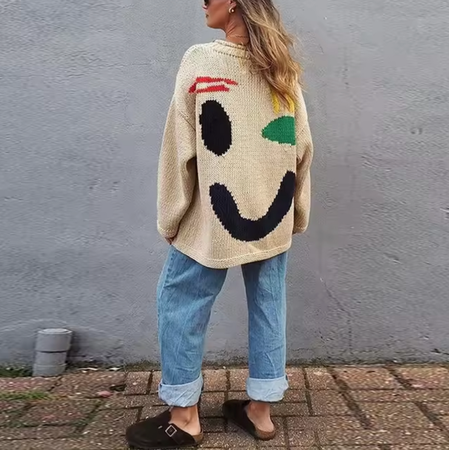 Gemütlicher übergroßer Baumwoll-Strickpullover