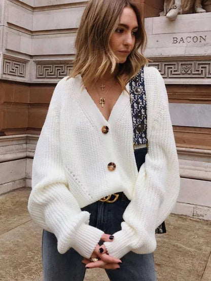 Damen Strickjacke mit Puffärmeln