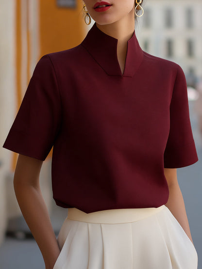 Stehkragen Minimalistische Strukturierte Bluse für Damen