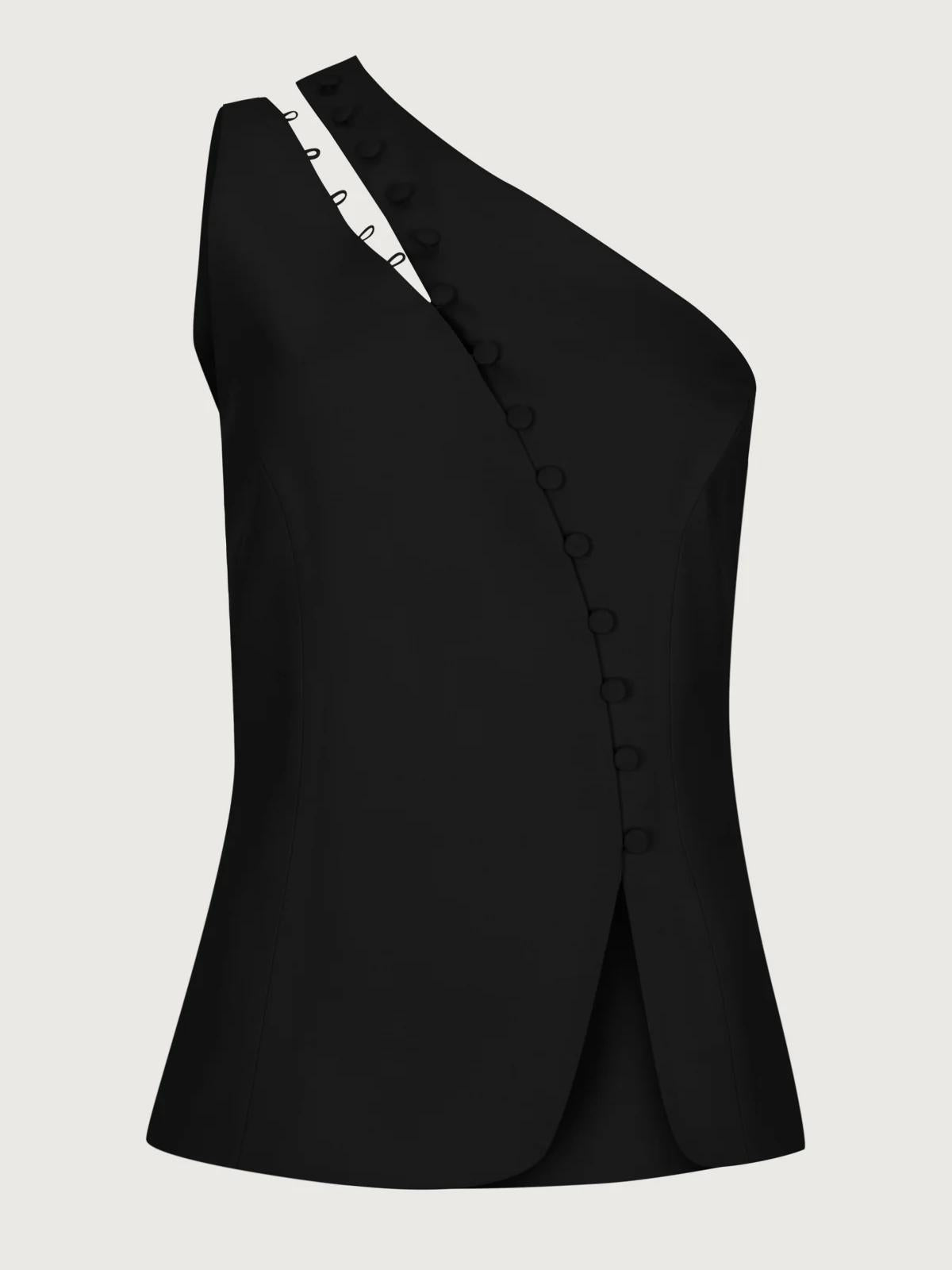 Schickes One-Shoulder-Top mit Knopfakzent