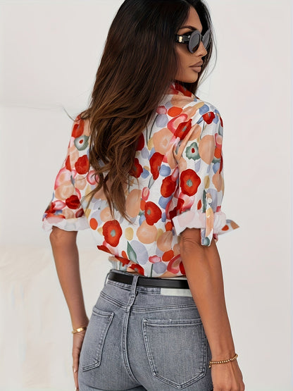Bunte Blumenmuster Damenbluse