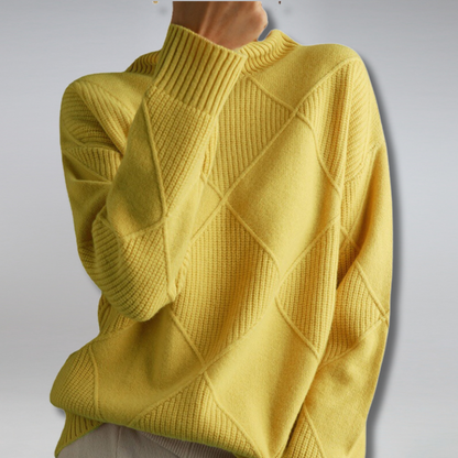 Gemütlicher geometrischer Strick-Pullover mit Rollkragen für Herbstschichten