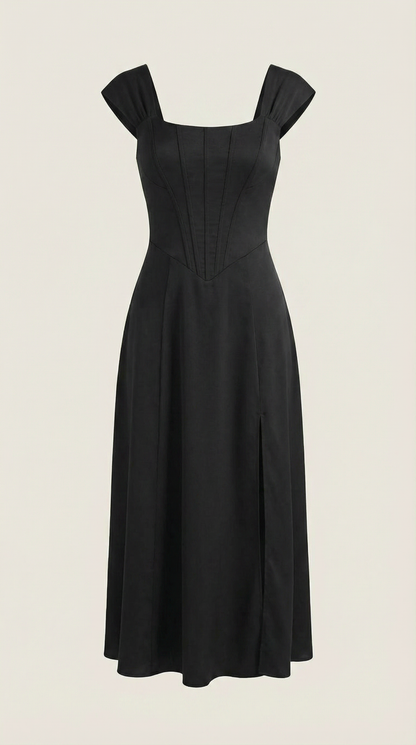 Damen Korsett Midi Kleid Hochzeitsgast Kleid
