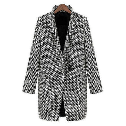 Damen Schicker Doppelreihiger Bedruckter Mantel