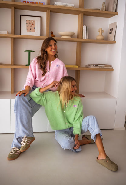 Schicker rosa gesteppter Cardigan für Lagenlooks