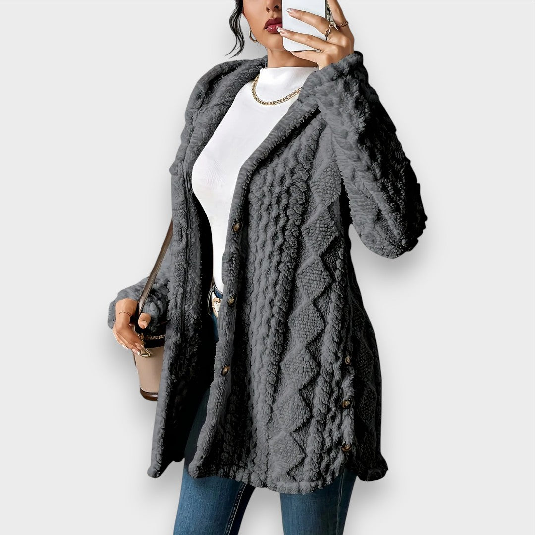 Gemütlicher Plüsch-Kapuzenpullover-Cardigan