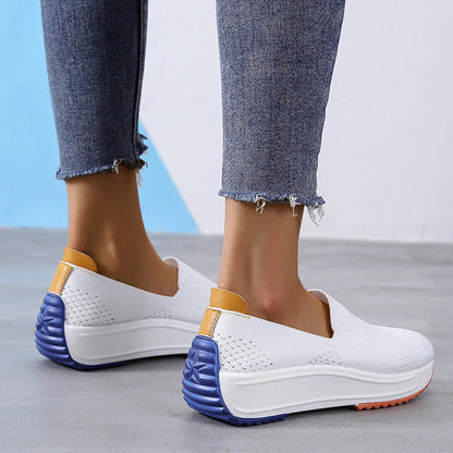 Damen Mesh Flache Slip-On Freizeitschuhe