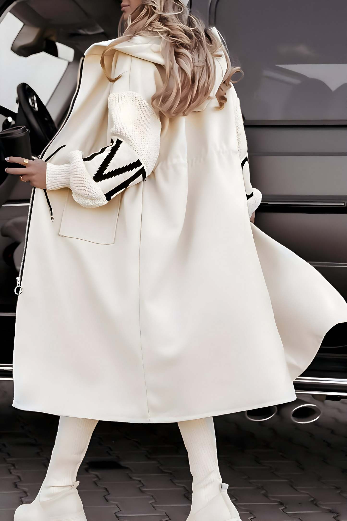 Gemütliche Strick-Hoodie-Jacke mit Ärmeln für Damen