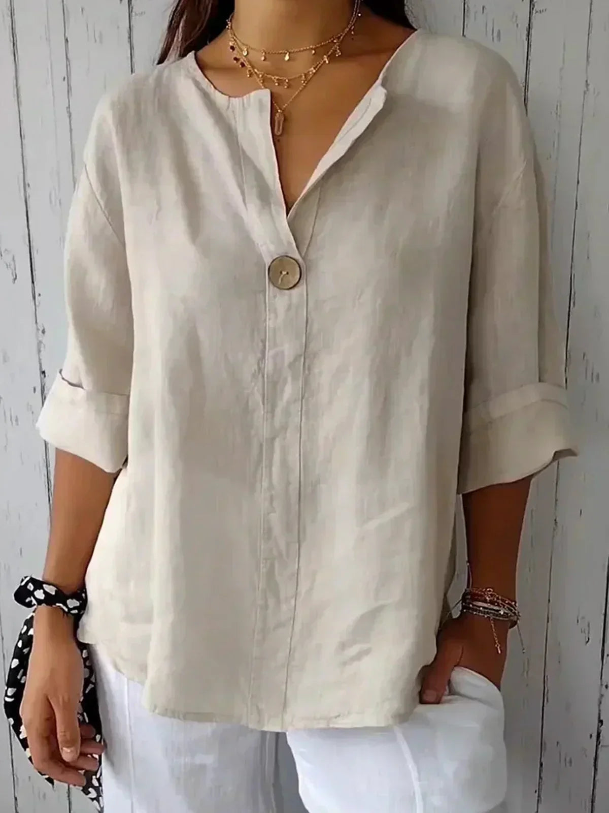 Damen Freizeitbluse mit V-Ausschnitt