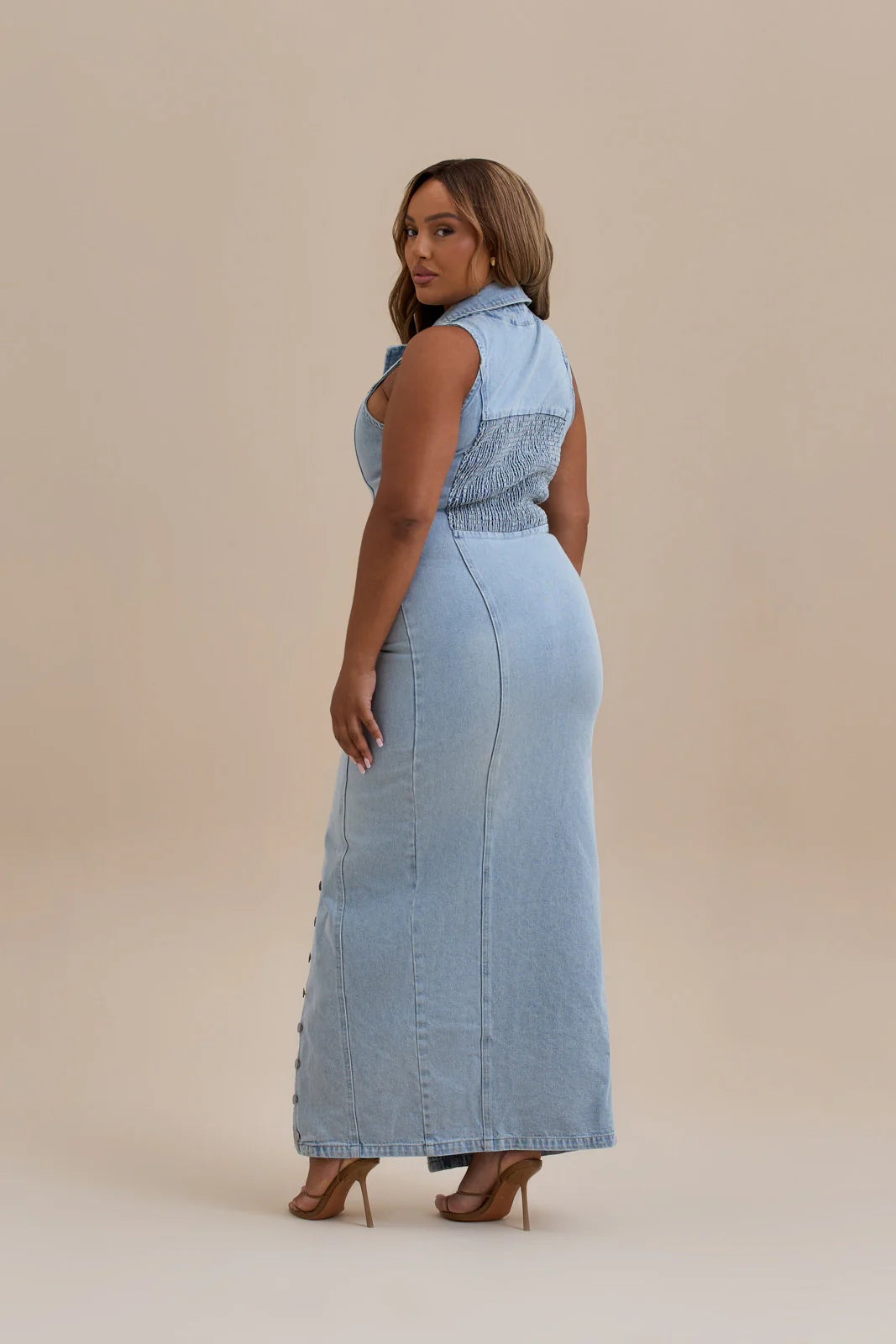Damen Maxi Jeanskleid