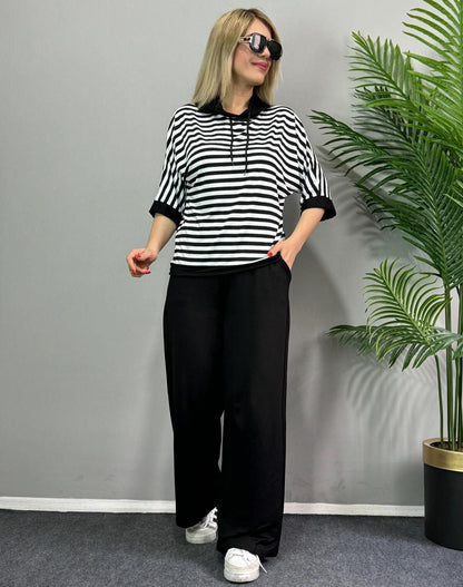 Schickes gestreiftes zweiteiliges Set für Damen