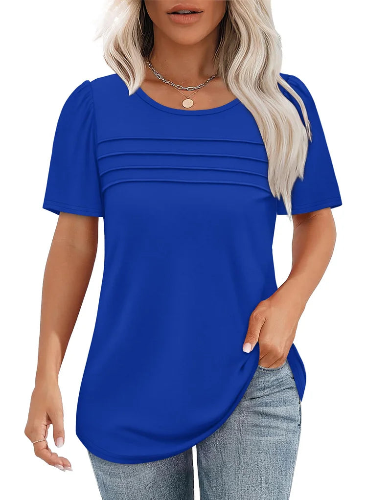 Raffung an der Vorderseite weiches Shirt mit rundem Ausschnitt