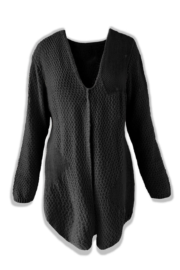 Gemütlicher Strick-Mid-Länge-Cardigan mit langen Ärmeln
