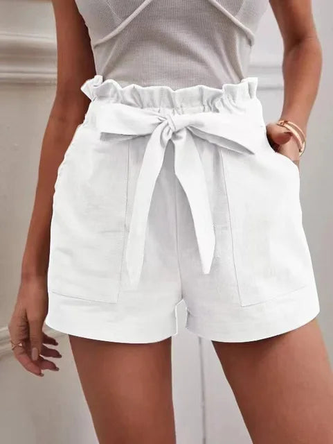 Hochtaillierte Shorts mit Bindegürtel für Damen