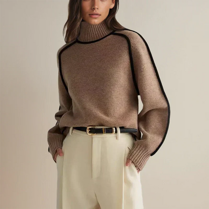 Gemütlicher gestrickter Rollkragenpullover mit langen Ärmeln
