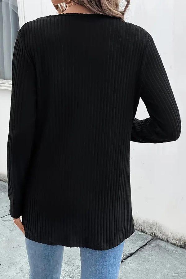 Boho Strickcardigan mit Blumenrand und langen Ärmeln