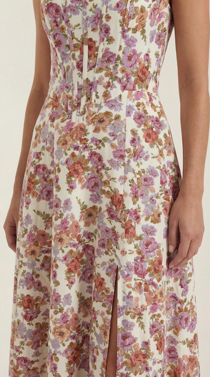 Damen Korsett Midi Kleid Hochzeitsgast Kleid