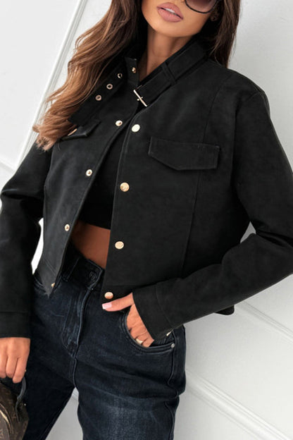 Schicke lässige Jacke mit langen Ärmeln und Knopfleiste