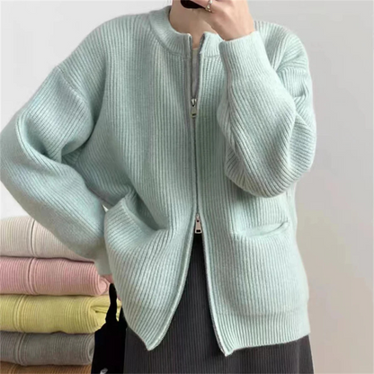 Eleganter Reißverschluss-Cardigan für Damen in Übergröße Komfort
