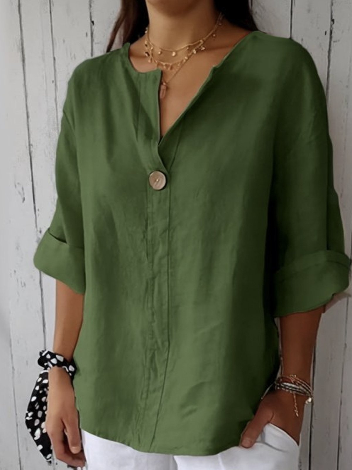 Damen Freizeitbluse mit V-Ausschnitt