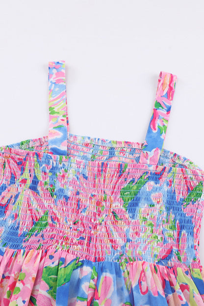 Floral bestickter Jumpsuit mit quadratischem Ausschnitt und Taschen