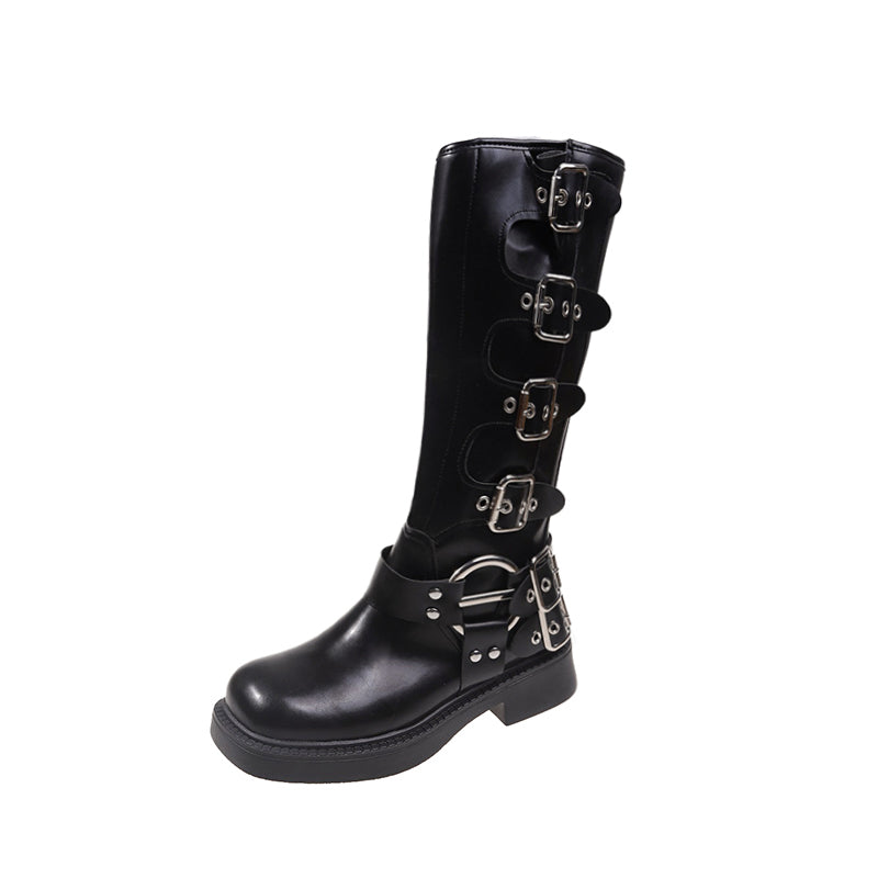 Moderne Low Heel Punk Gothic Rock Stiefel