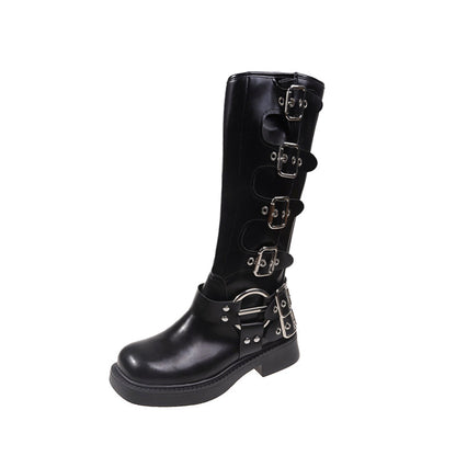 Moderne Low Heel Punk Gothic Rock Stiefel