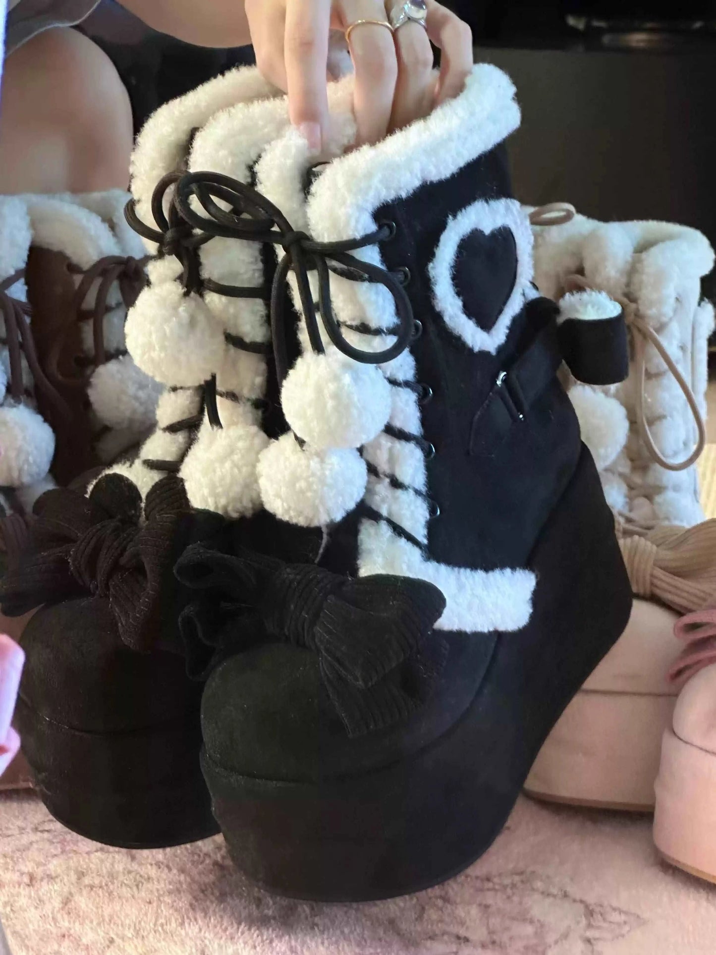 Gemütliche Winterstiefel in Pink und Creme