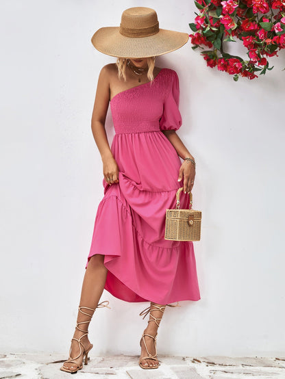 Oli® | Gerüschtes Midi-Kleid mit einer Schulter und Rüschendetail