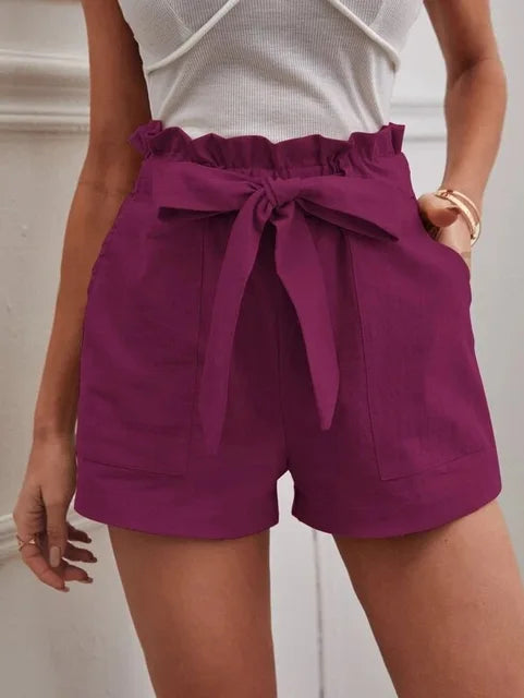 Hochtaillierte Shorts mit Bindegürtel für Damen
