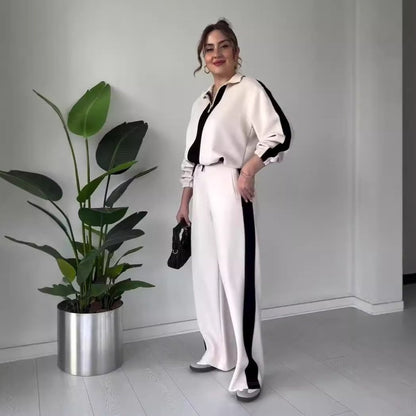 Elegantes 2-teiliges Set mit Reißverschluss-Reversoberteil und Hose