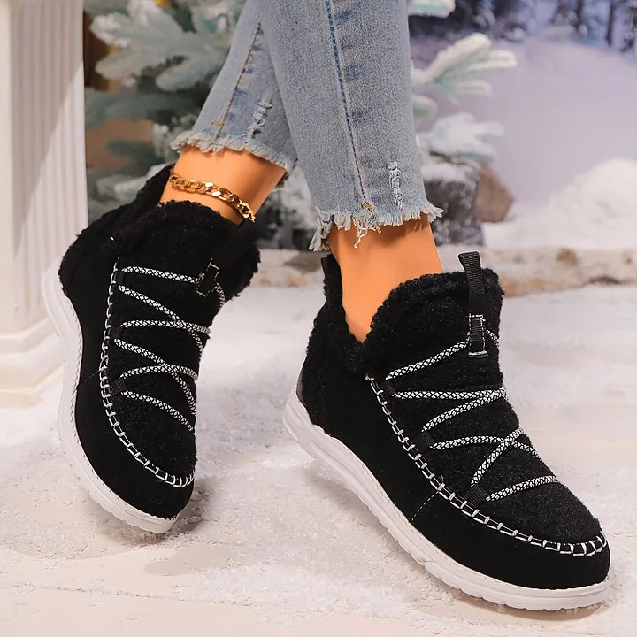 Gemütliche Plüsch-Patchwork-Winterstiefel für Damen