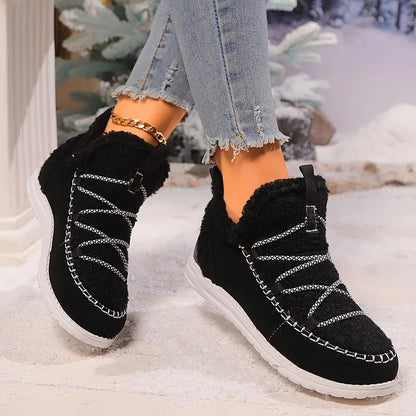 Gemütliche Plüsch-Patchwork-Winterstiefel für Damen