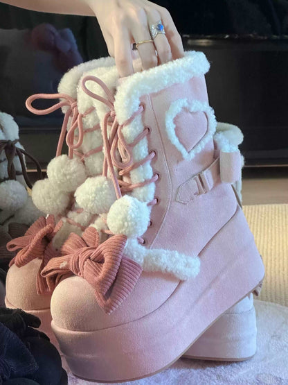 Gemütliche Winterstiefel in Pink und Creme