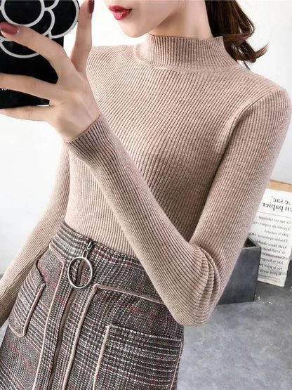 Gemütlicher gerippter Wollpullover für Damen
