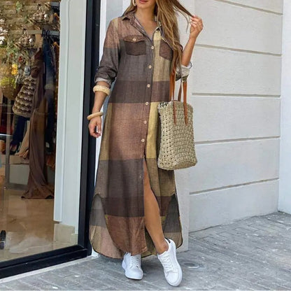 Casual Denim Shirt Dress for Women - Long Sleeve, Button-Up, Easy Fit