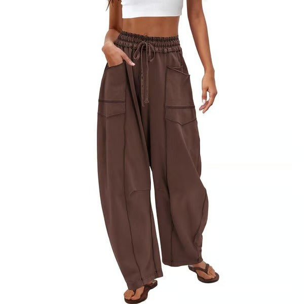 Bequeme Lounge-Sweatpants mit weitem Bein und Taschen