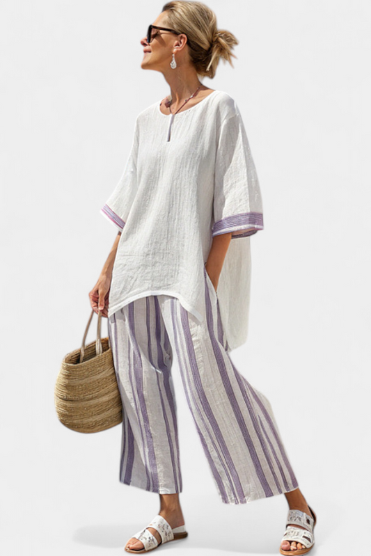 Bequemes gestreiftes Lounge-Set für Damen