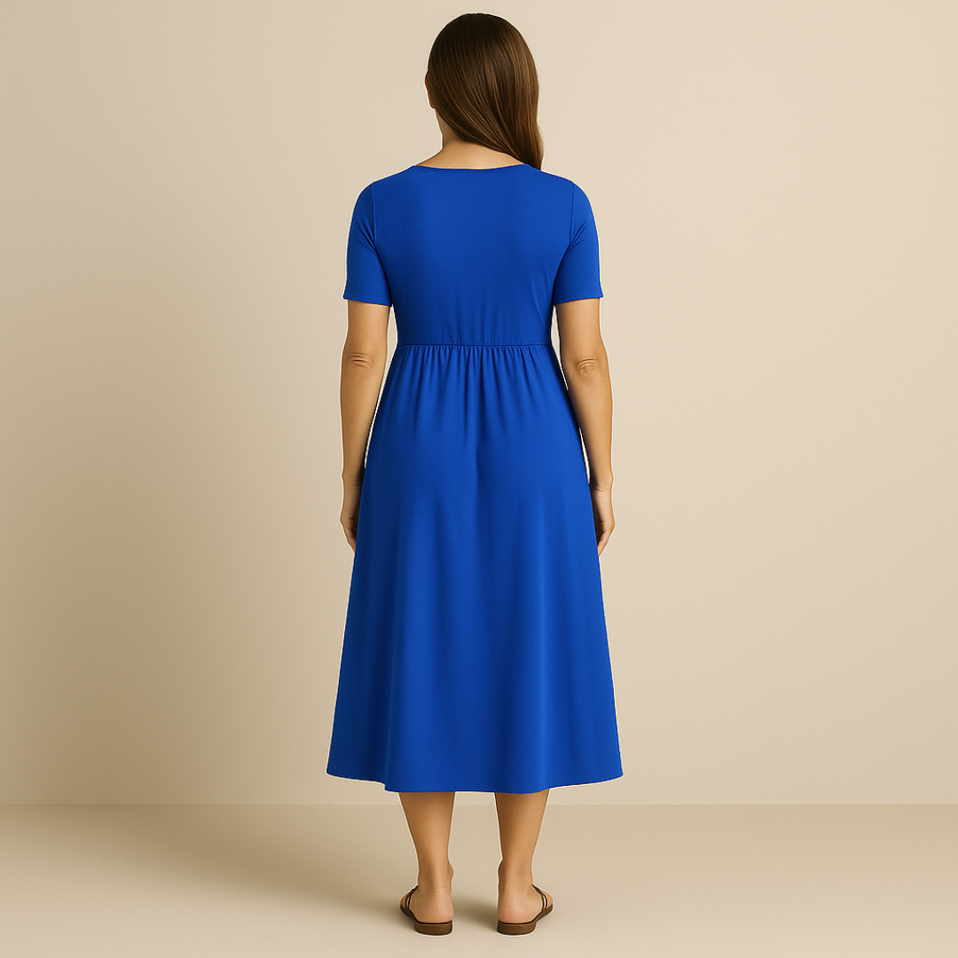 Irene® | Midikleid mit V-Ausschnitt und fließender Silhouette